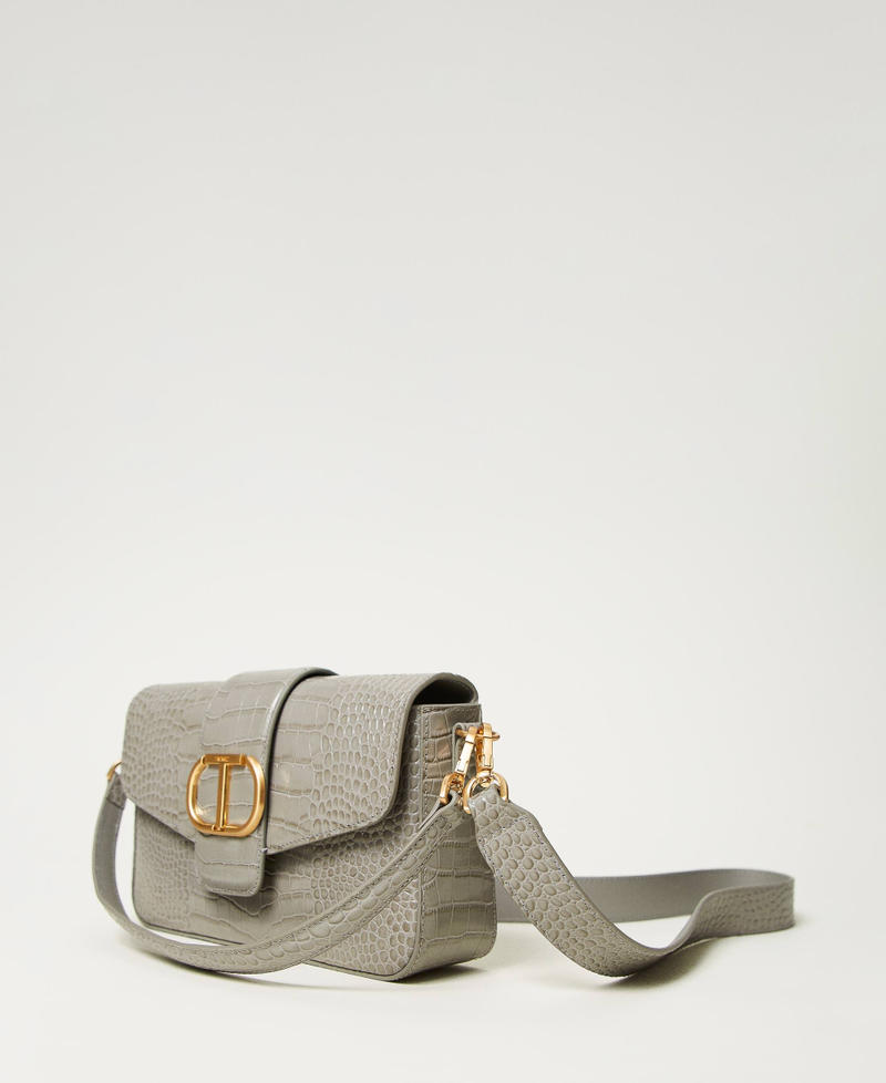 ‘Amie’ medium croc print shoulder bag Mid Grey Woman 242TB7120_00804_02