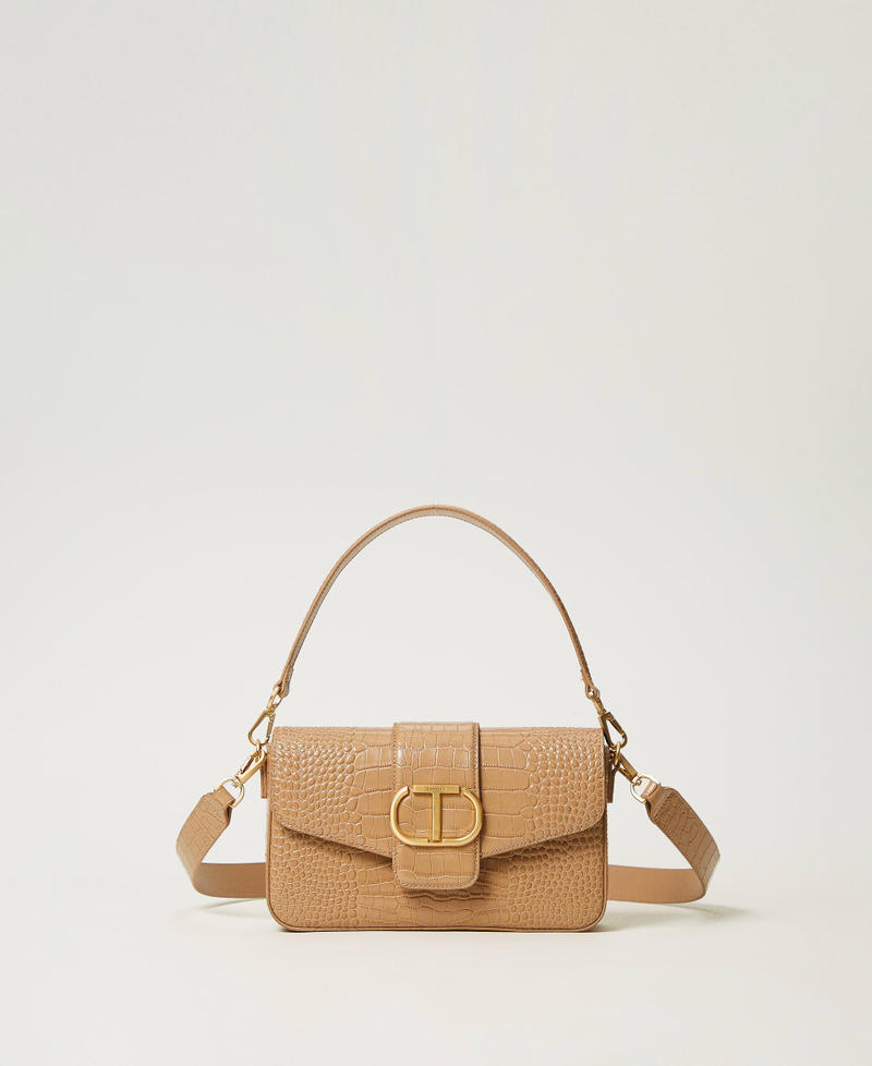 &lsquo;Amie&rsquo; medium croc print shoulder bag Sandy Brown Woman 242TB7120_11754_01