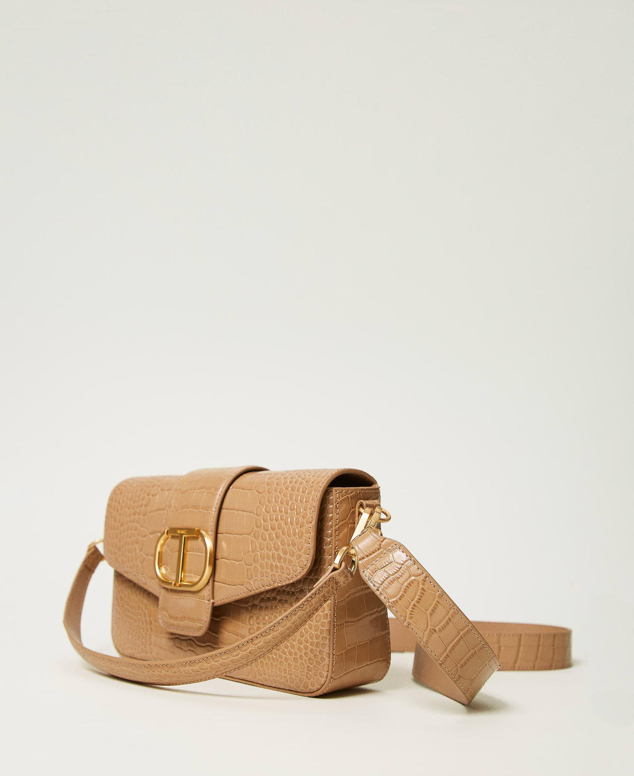 &lsquo;Amie&rsquo; medium croc print shoulder bag Sandy Brown Woman 242TB7120_11754_02