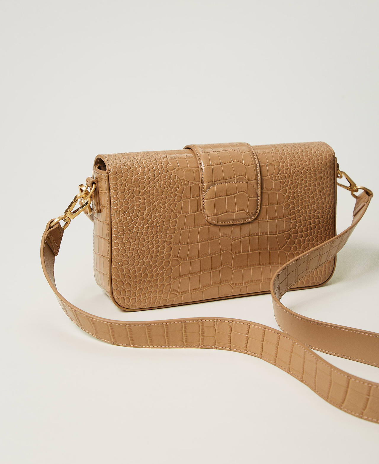 &lsquo;Amie&rsquo; medium croc print shoulder bag Sandy Brown Woman 242TB7120_11754_03