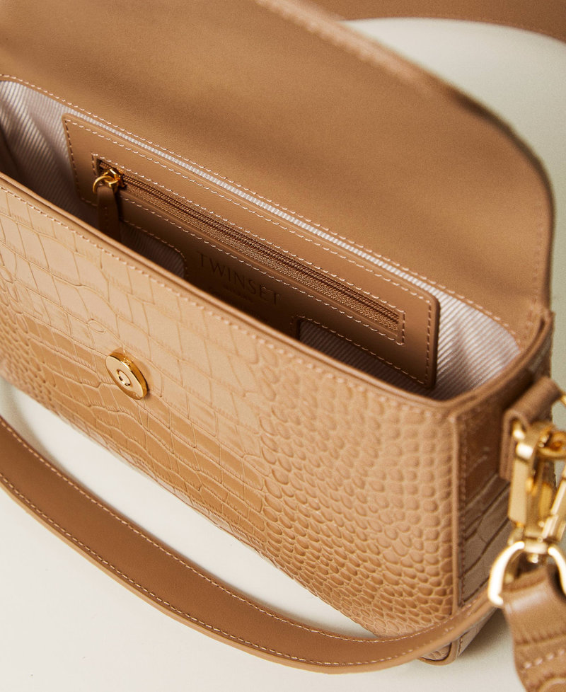 &lsquo;Amie&rsquo; medium croc print shoulder bag Sandy Brown Woman 242TB7120_11754_04