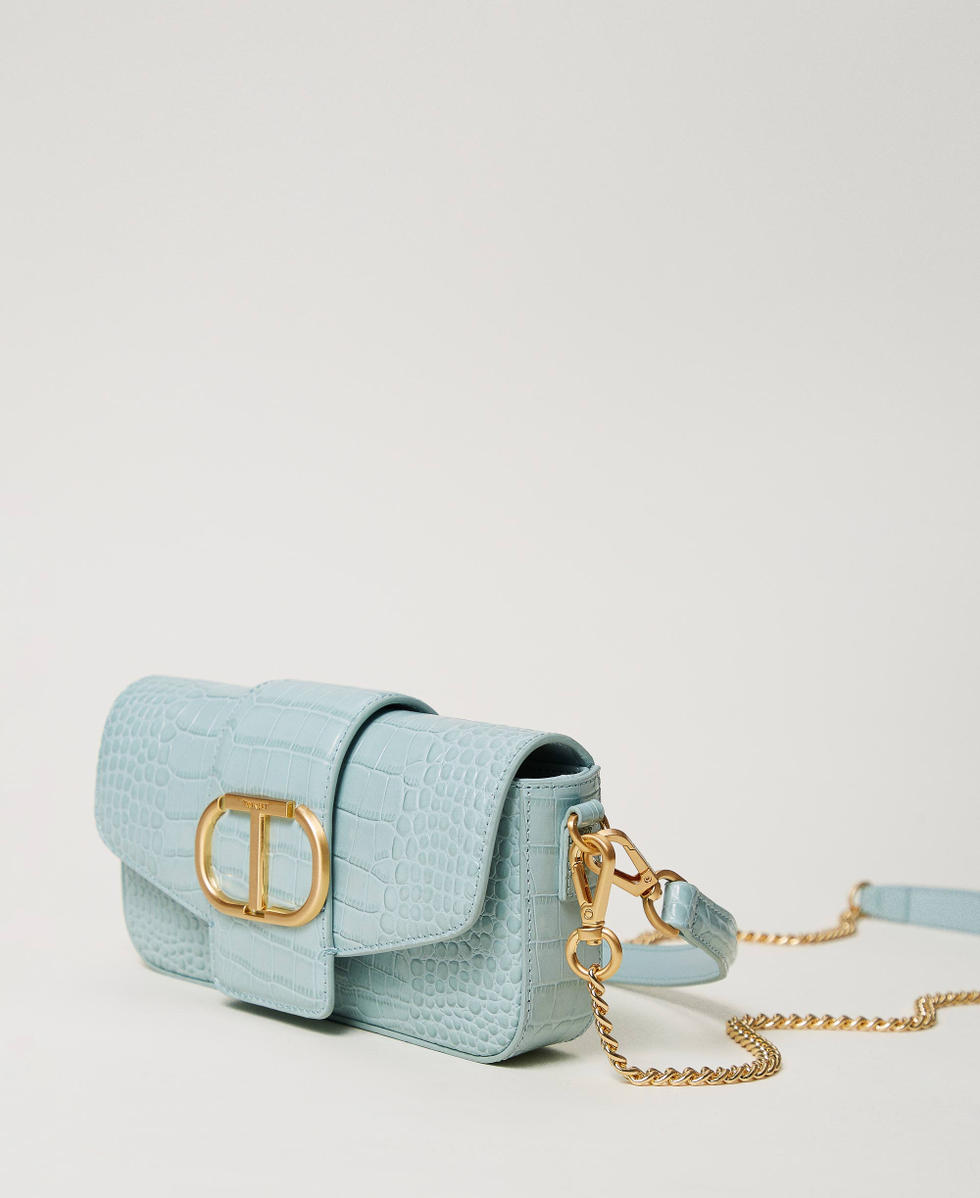 Amie' small croc print shoulder bag Woman, Light blue