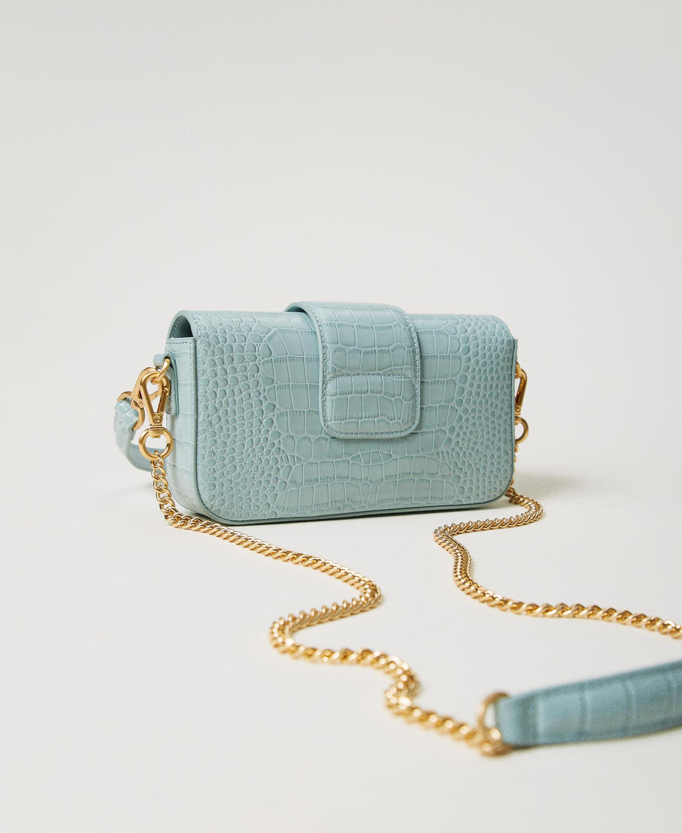 Amie small croc print shoulder bag Woman Light blue TWINSET Milano