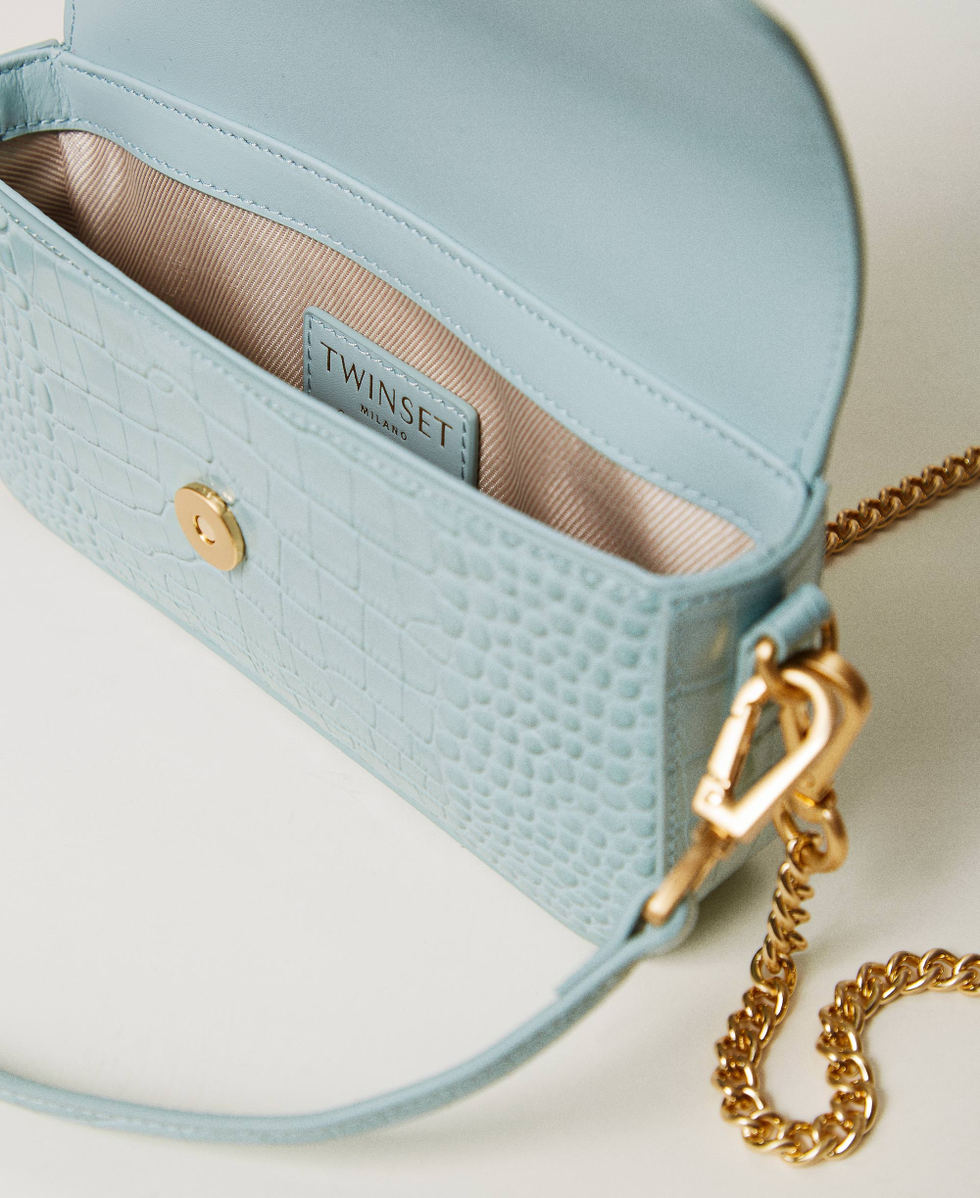 Amie small croc print shoulder bag Woman Light blue TWINSET Milano