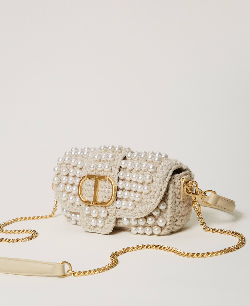 Borsa A Tracolla Da Sera In Raso Con Perle Decorative, Rosa, Ideale Per Matrimoni E Feste