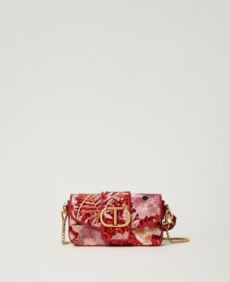 'Amie' small shoulder bag with embroidery Red / Red Plum Macro Flowers Woman 242TB7160-01