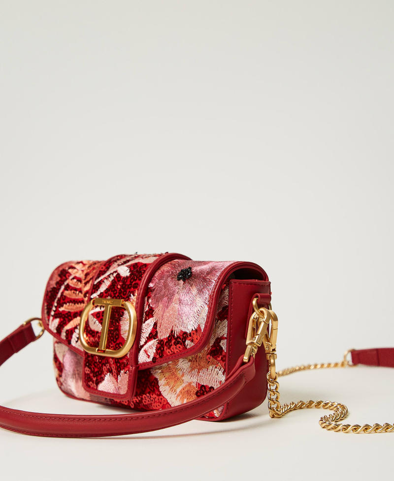 'Amie' small shoulder bag with embroidery Red / Red Plum Macro Flowers Woman 242TB7160_11916_02