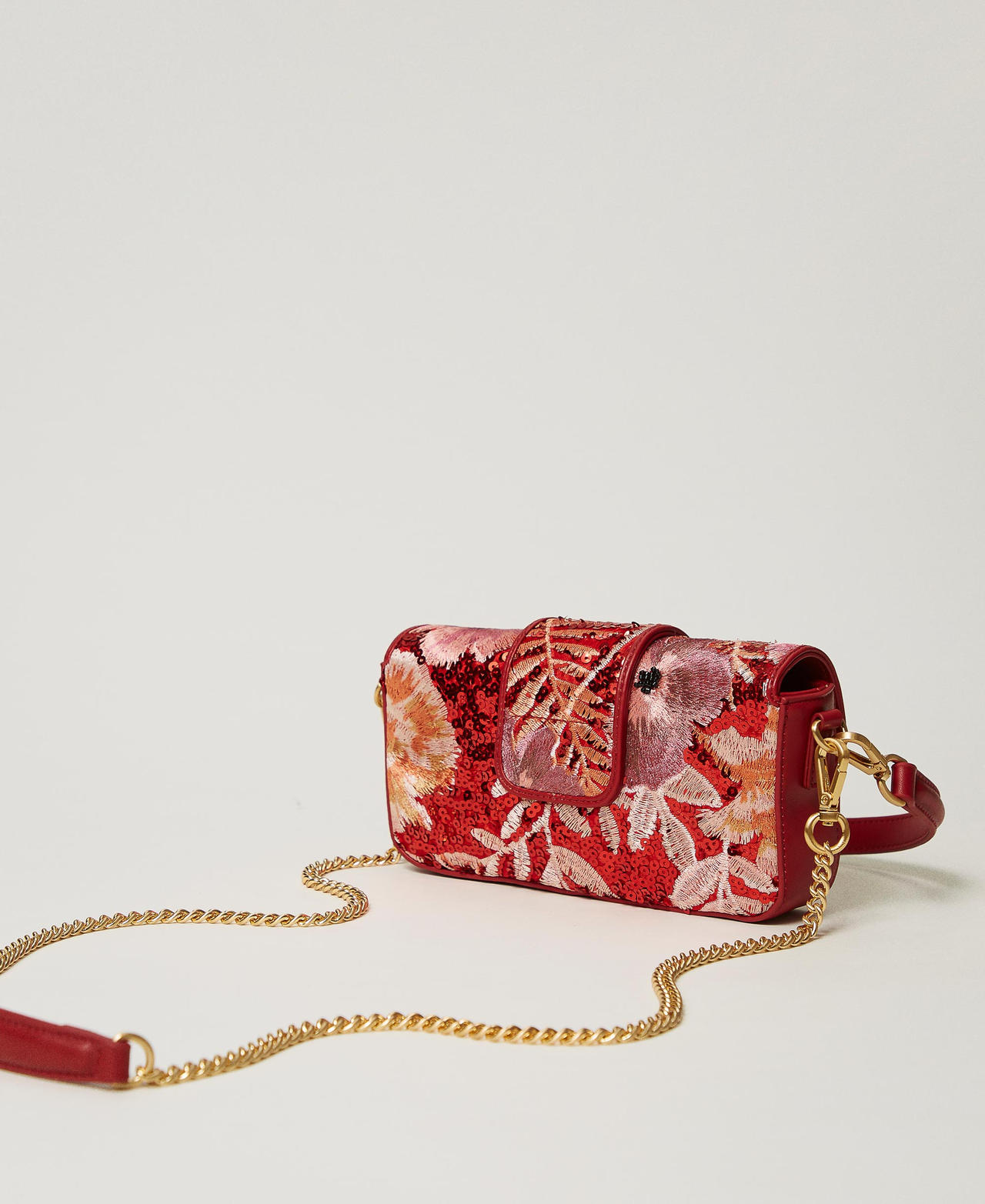 'Amie' small shoulder bag with embroidery Red / Red Plum Macro Flowers Woman 242TB7160_11916_03