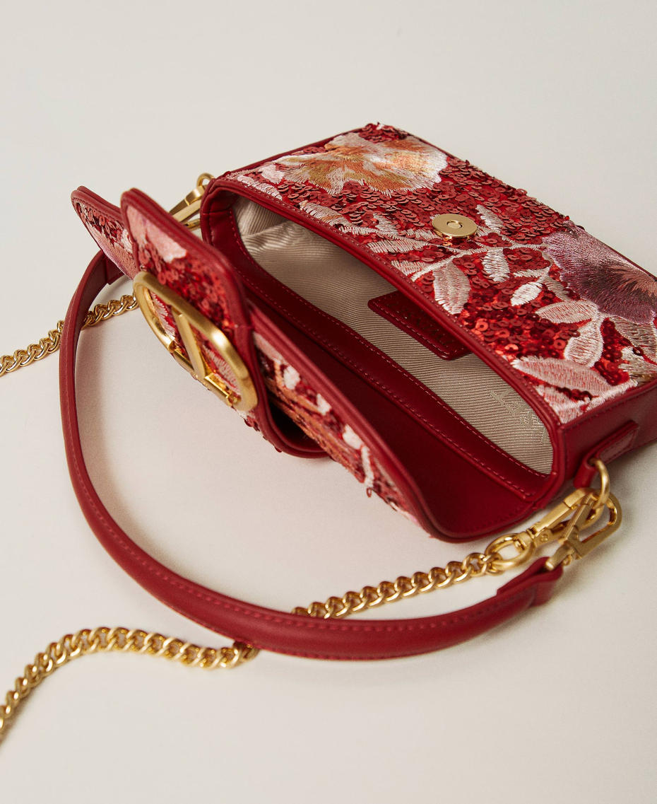 'Amie' small shoulder bag with embroidery Red / Red Plum Macro Flowers Woman 242TB7160_11916_04