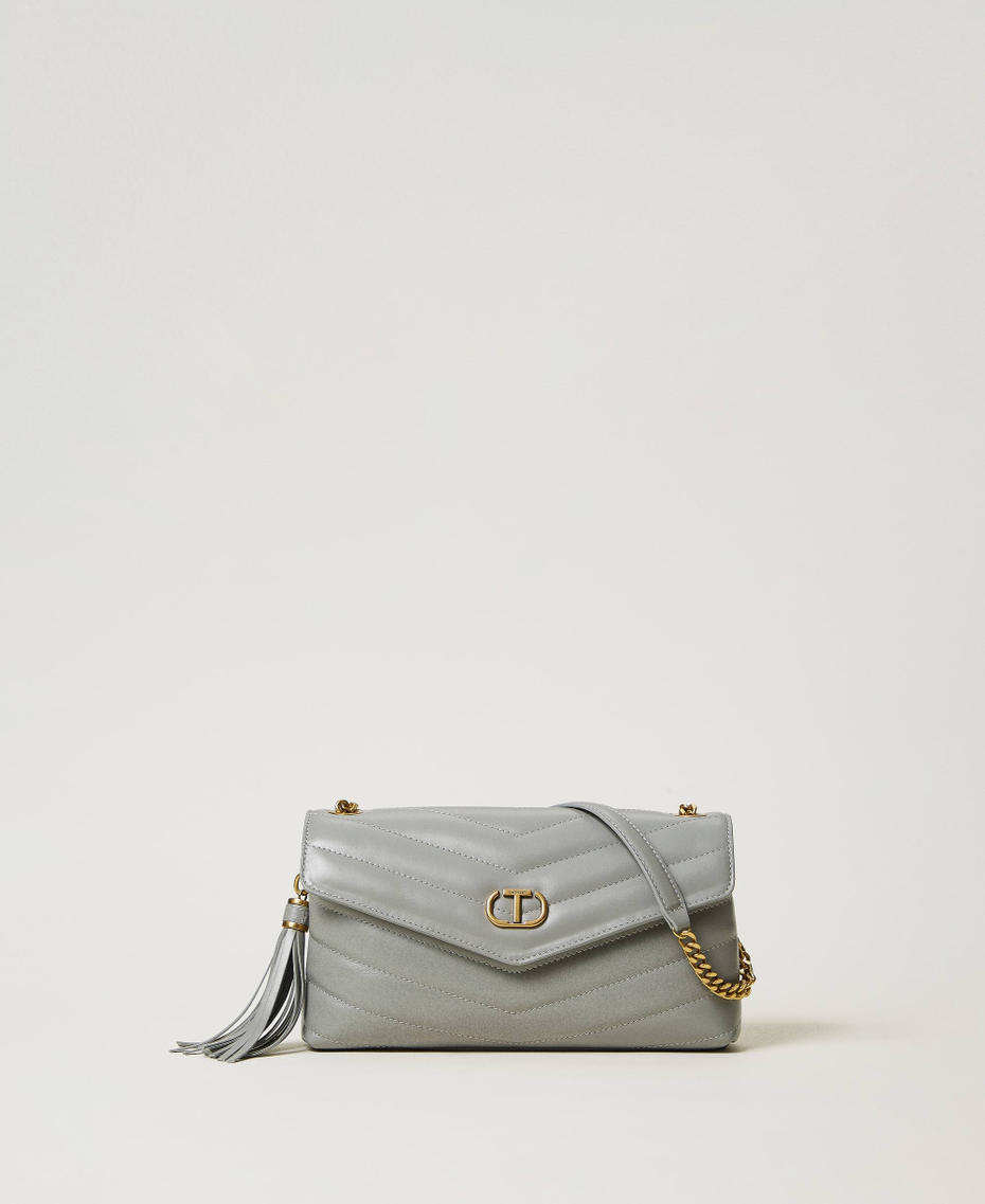 'Dreamy' medium leather shoulder bag Mid Grey Woman 242TB7192_00804_01