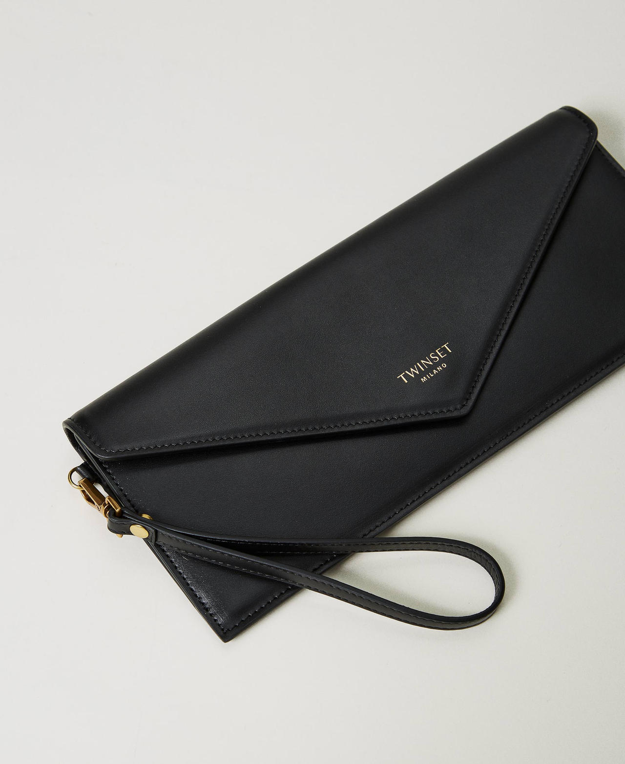 Leather clutch with logo Black Woman 242TB7195_00006_02