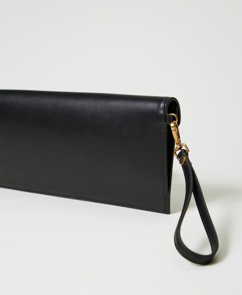 Leather clutch with logo Black Woman 242TB7195_00006_03