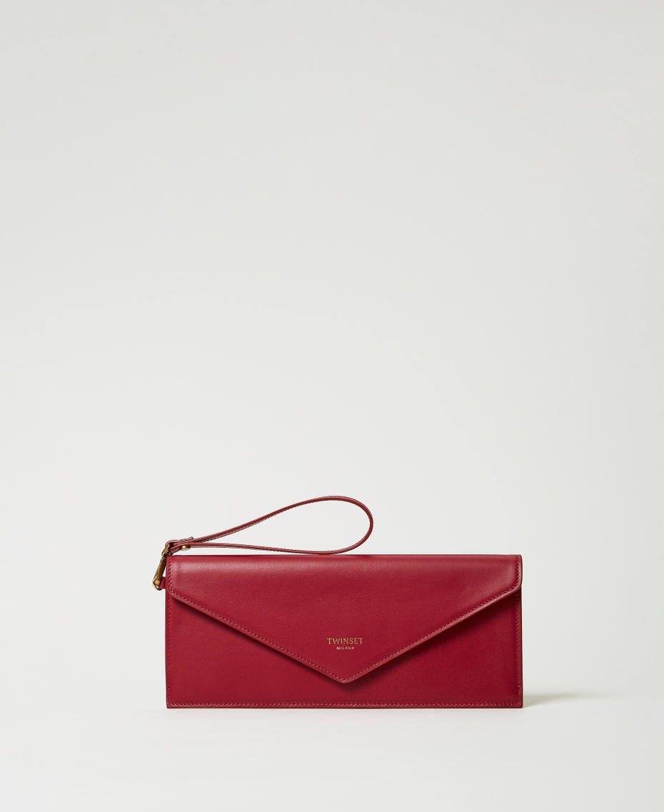 Leather clutch with logo Bordeaux Woman 242TB7195_00020_01