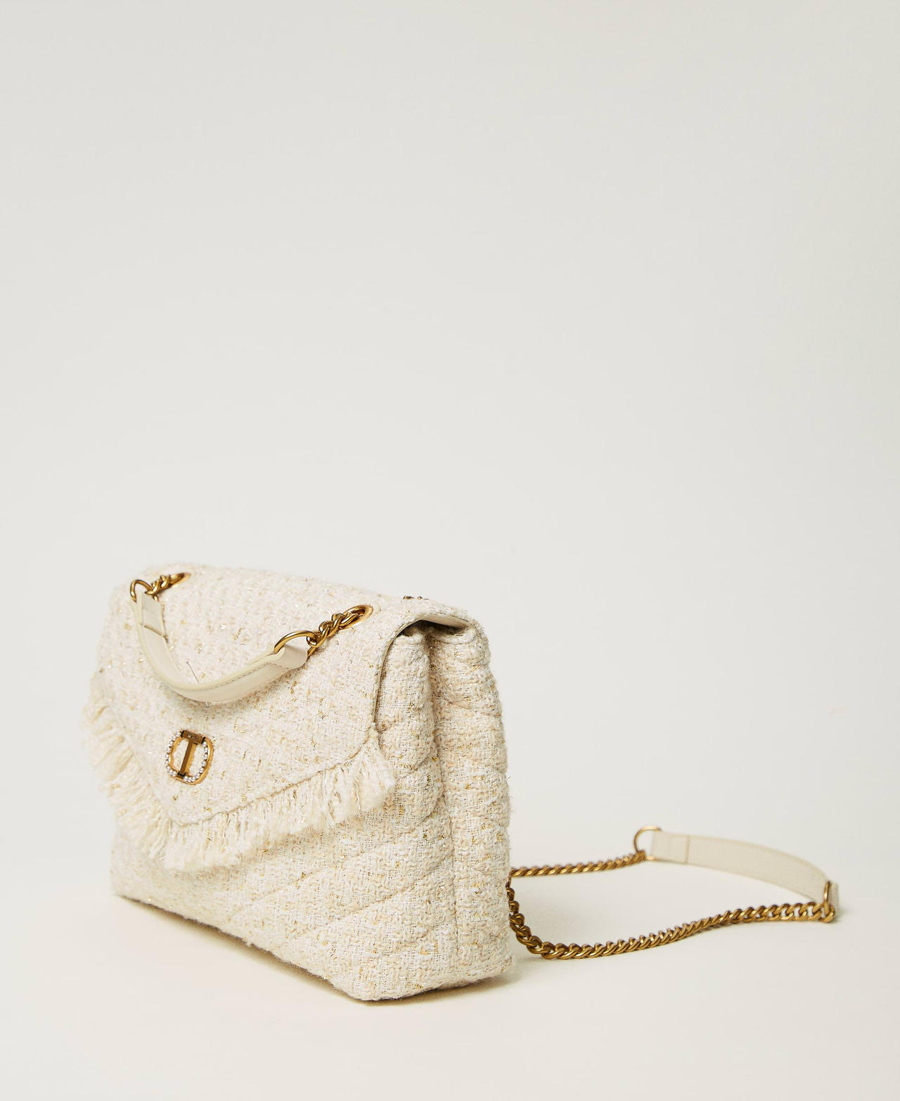 Borsa a tracolla 'Dreamy' media in tweed Bianco "Old White" Donna 242TB7200_11748_02