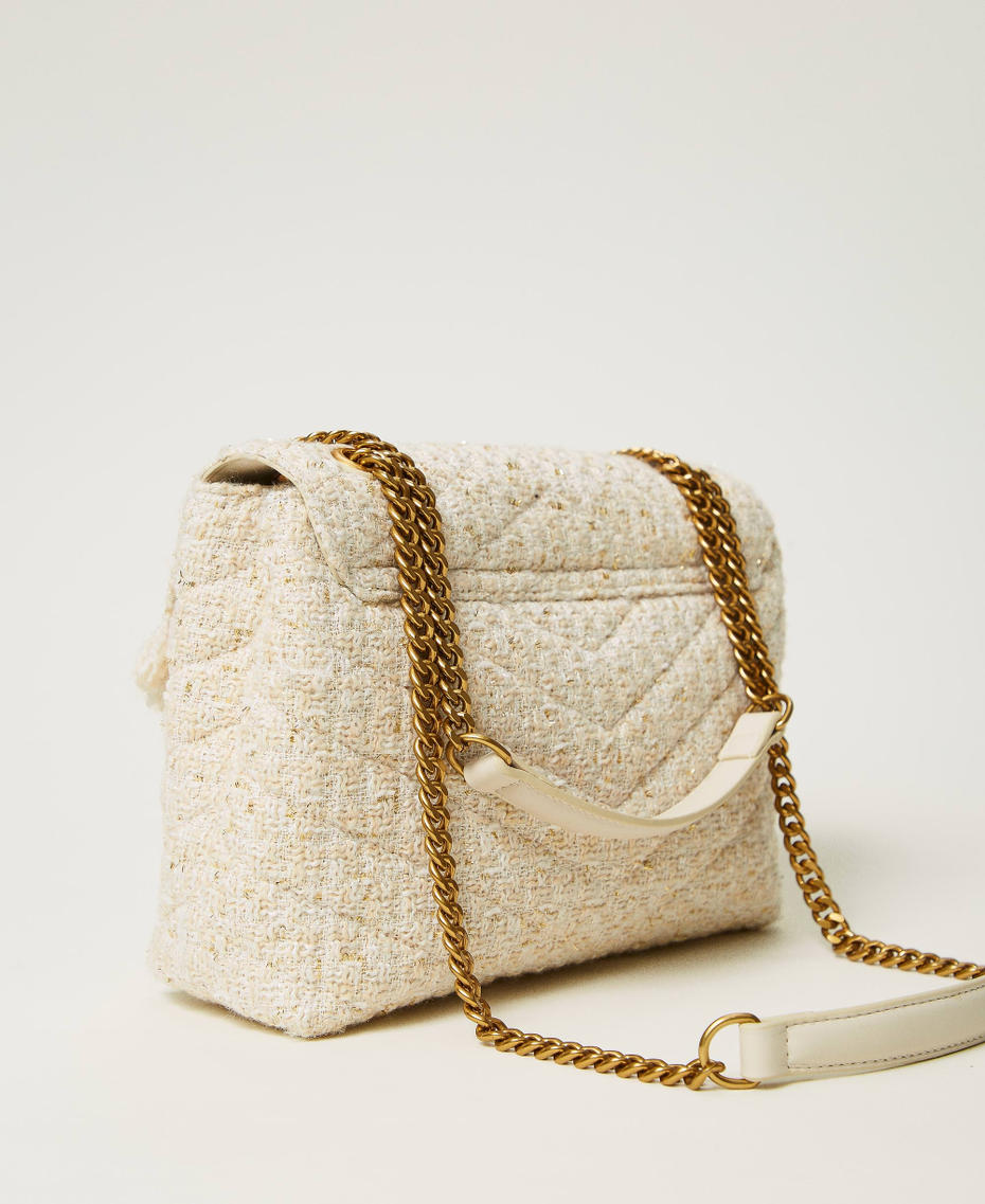 Borsa a tracolla 'Dreamy' media in tweed Bianco "Old White" Donna 242TB7200_11748_03