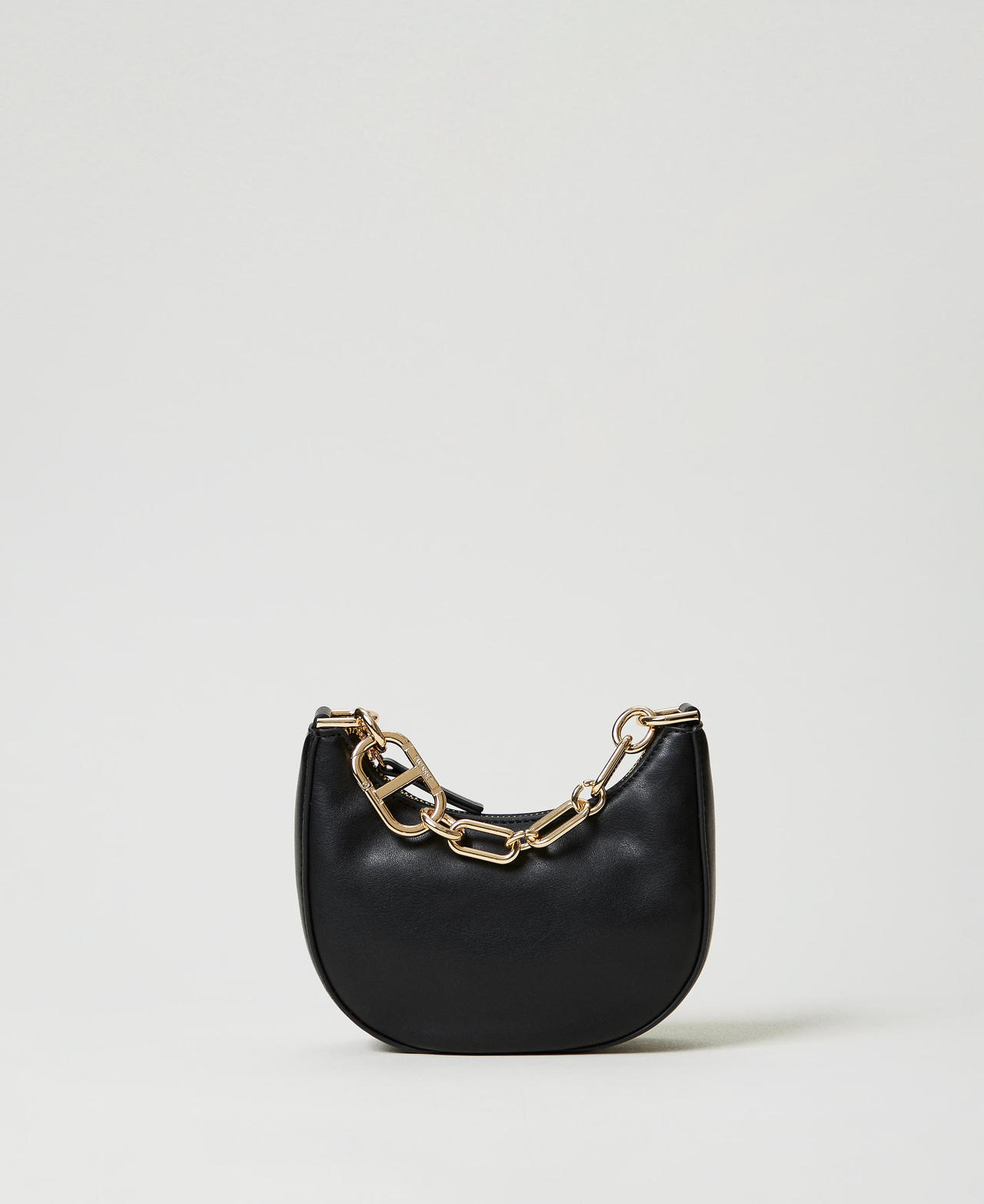 Mini Croissant' bag with Oval T closure Woman, Black | TWINSET Milano