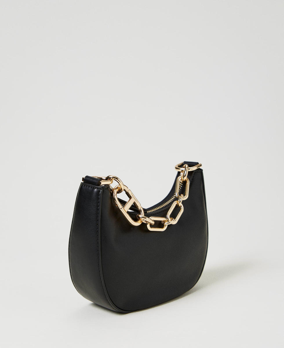 Mini Croissant' bag with Oval T closure Woman, Black | TWINSET Milano