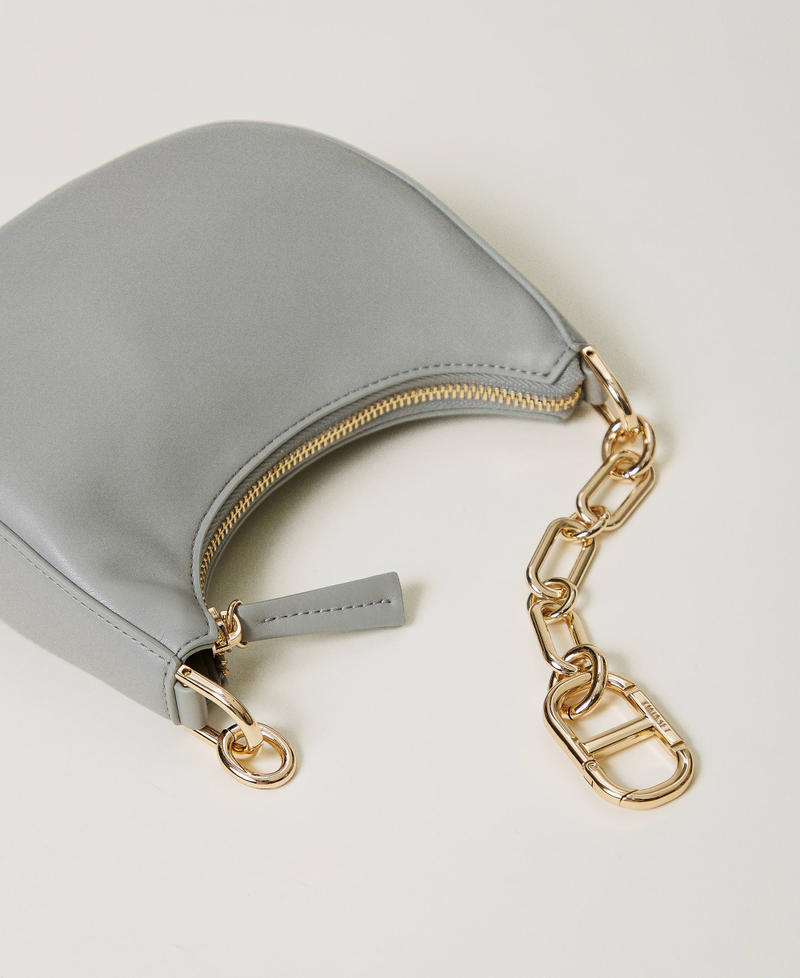 Tasche „Mini Croissant“ mit „Oval T“-Schließe Mittelgrau Frau 242TB7220_00804_03