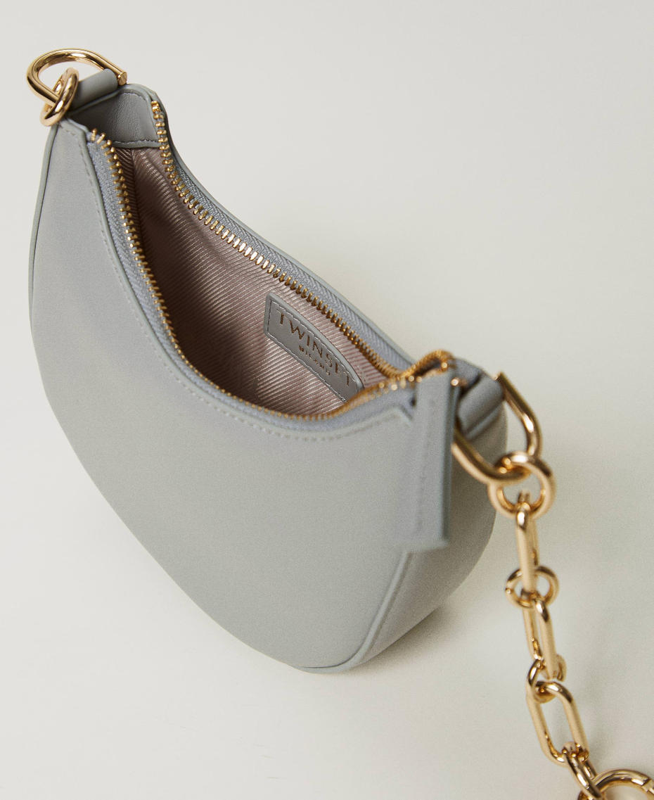 Tasche „Mini Croissant“ mit „Oval T“-Schließe Mittelgrau Frau 242TB7220_00804_04