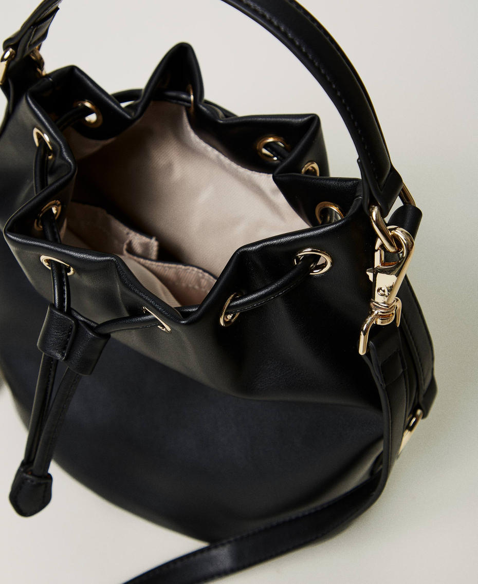 Bucket bag with Oval T buckle Black Woman 242TB7230_00006_04