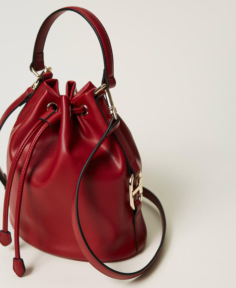 Bucket bag with Oval T buckle Pompeiian Red Woman 242TB7230_11755_02