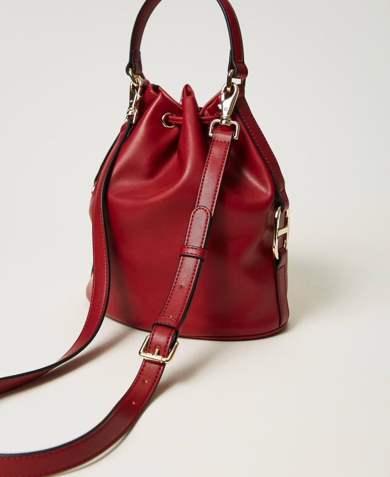 Bucket bag with Oval T buckle Pompeiian Red Woman 242TB7230_11755_03