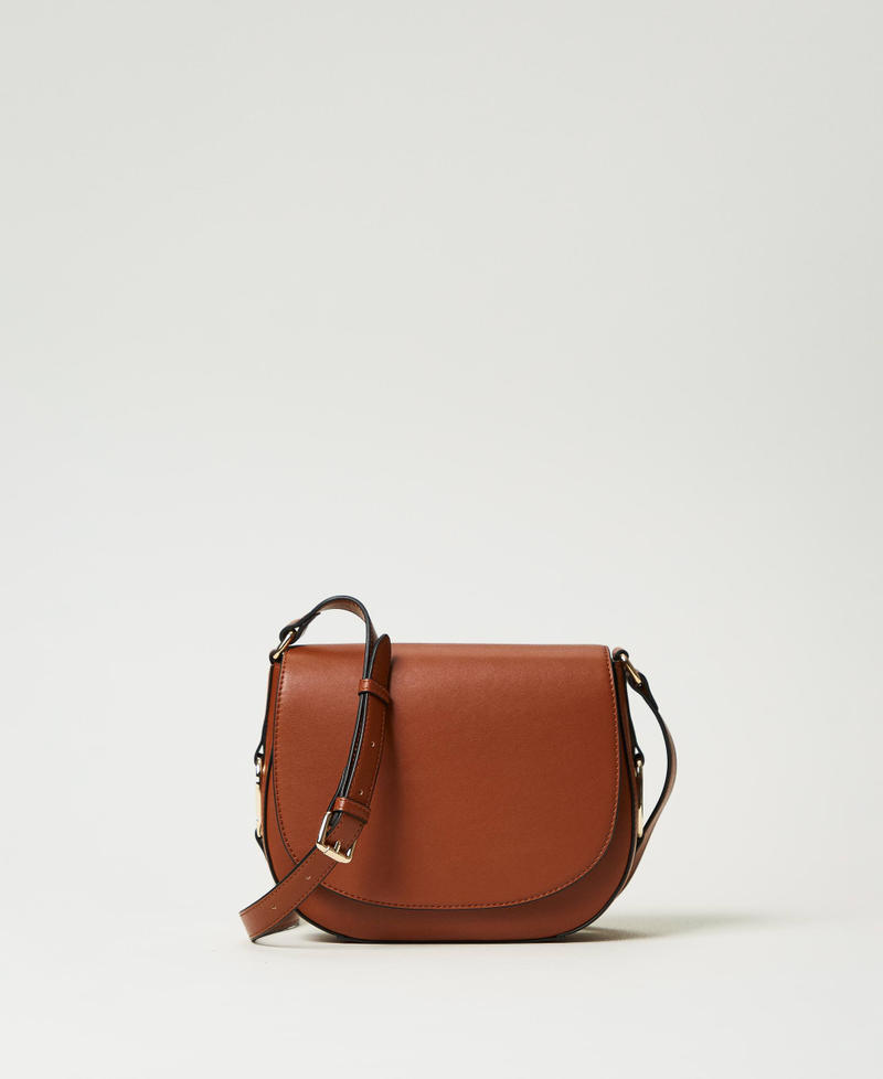 Shoulder bag with Oval T buckle Leather Brown Woman 242TB7231_00057_01