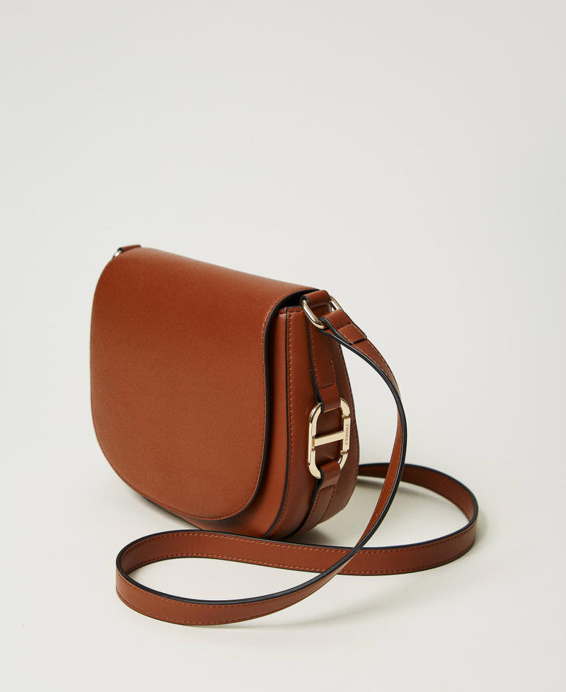 Shoulder bag with Oval T buckle Leather Brown Woman 242TB7231_00057_02