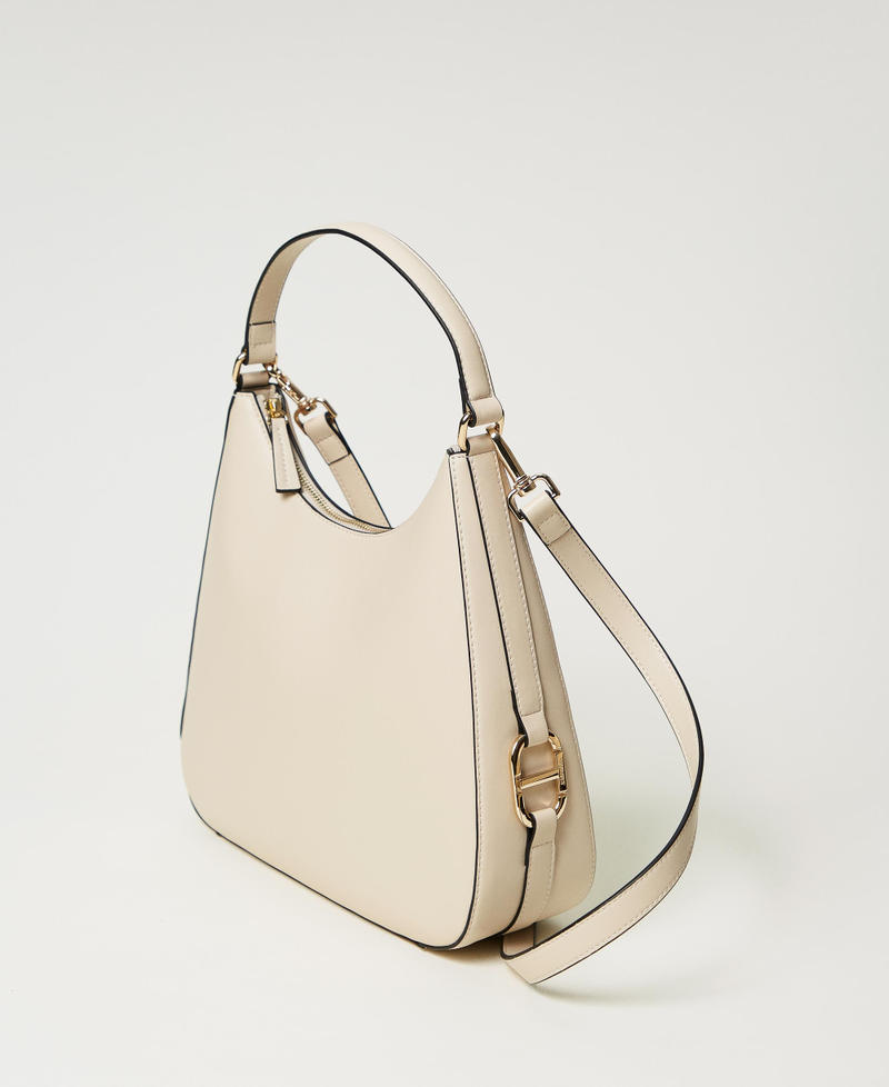 Hobo bag with Oval T buckle Woman, White | TWINSET Milano