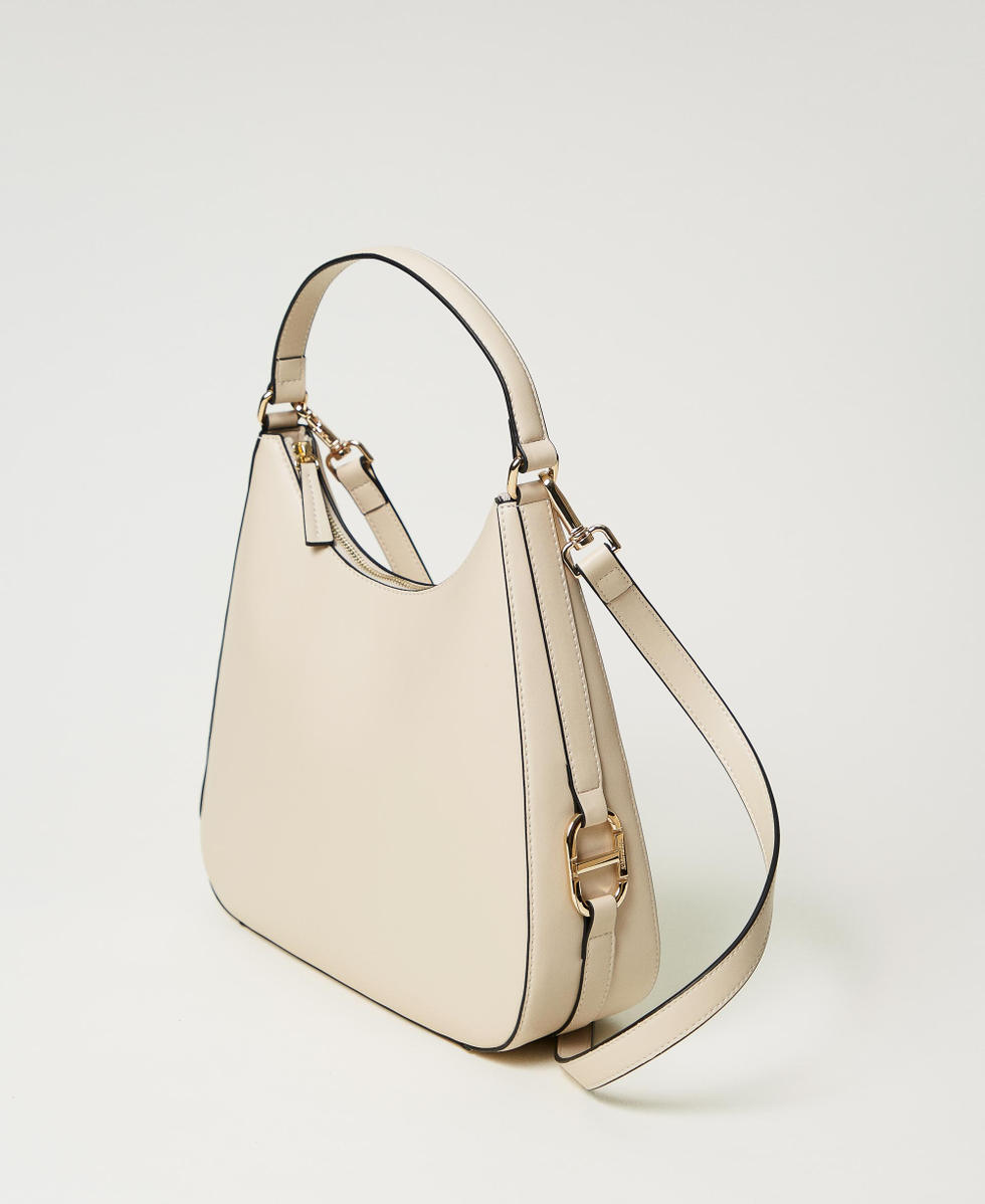 Hobo bag with Oval T buckle Woman, White | TWINSET Milano