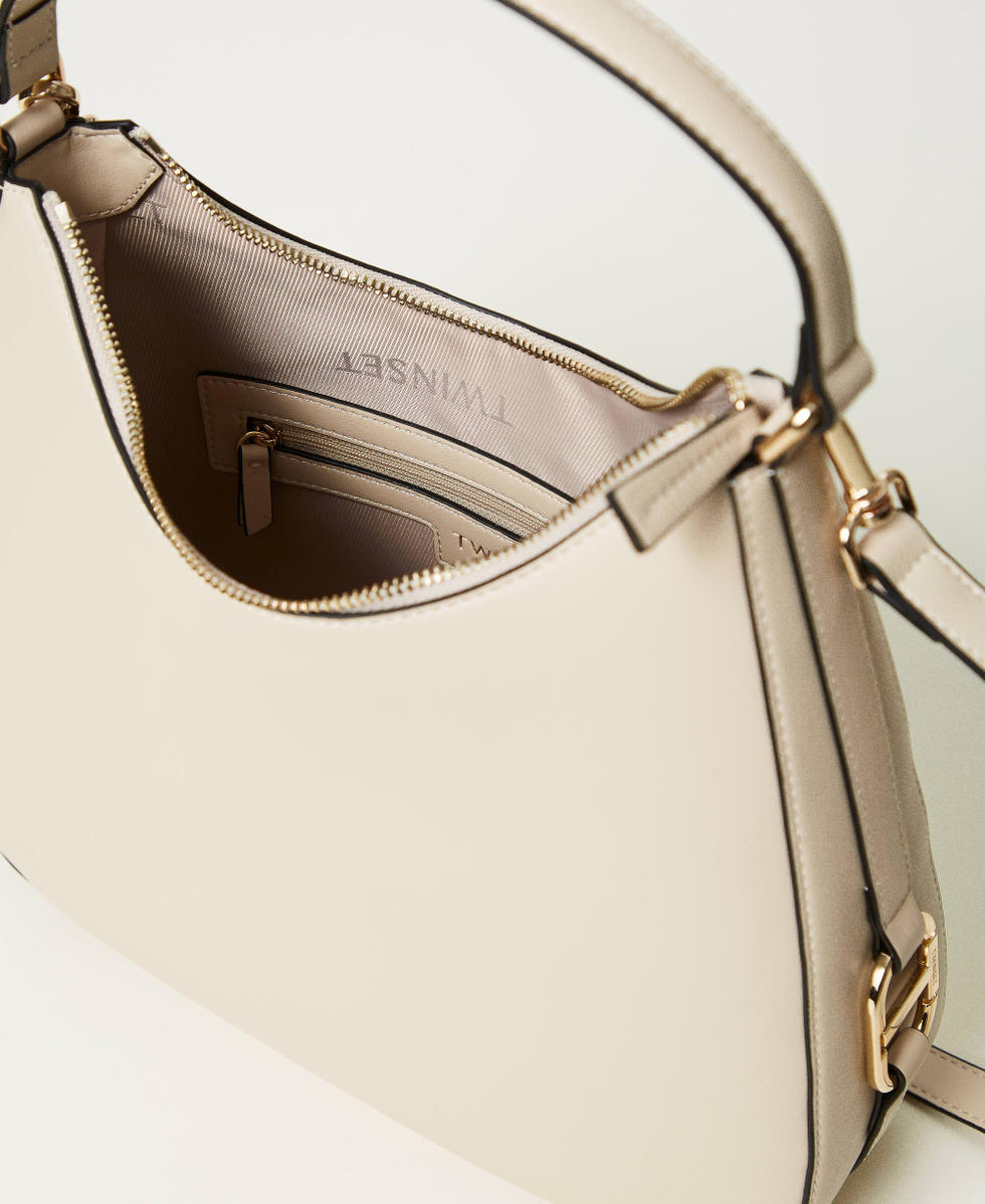 Hobo bag with Oval T buckle Woman, White | TWINSET Milano
