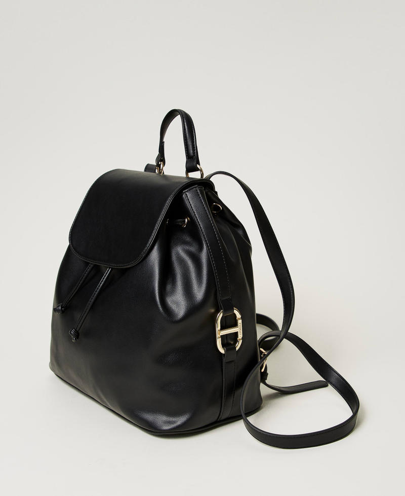 Backpack with Oval T buckle Black Woman 242TB7236_00006_02