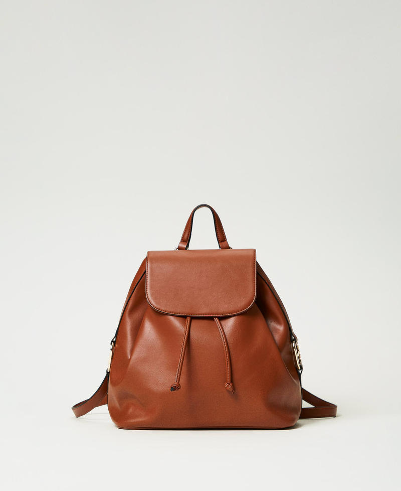 Backpack with Oval T buckle Leather Brown Woman 242TB7236_00057_01