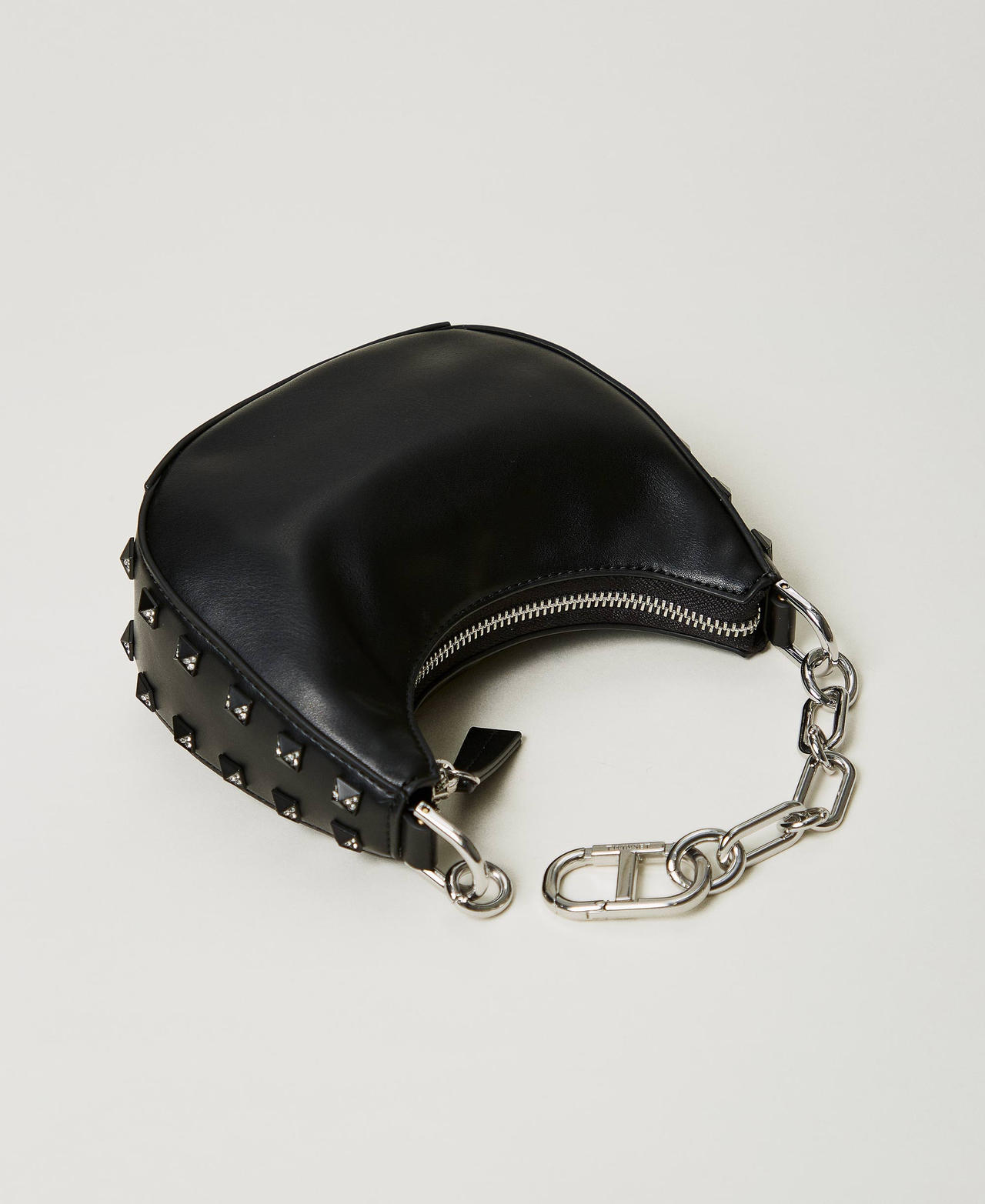 &lsquo;Mini Croissant&rsquo; bag with studs Black Woman 242TB7294_00006_03