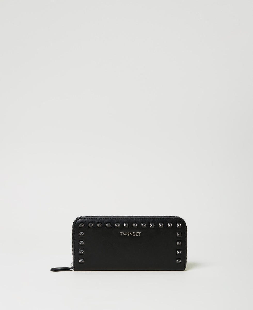 Portafoglio zip around con borchie