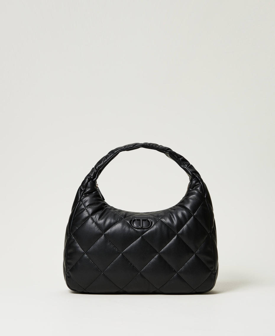 Large padded and quilted hobo bag Black Woman 242TB7350_00006_01