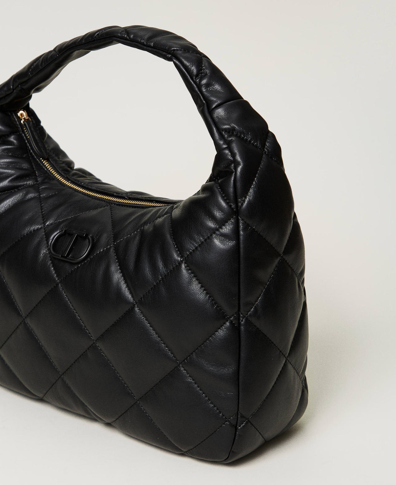 Large padded and quilted hobo bag Black Woman 242TB7350_00006_02