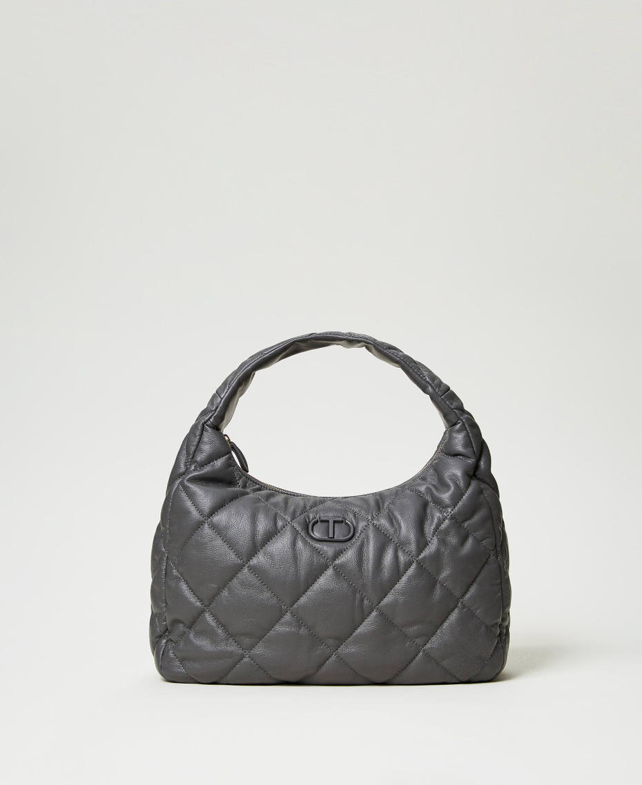 Bolso hobo grande acolchado y pespunteado Grey Stone Mujer 242TB7350_00158_01