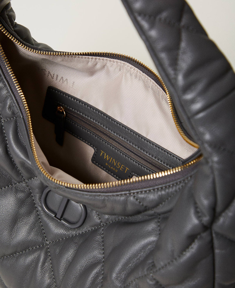 Large padded and quilted hobo bag