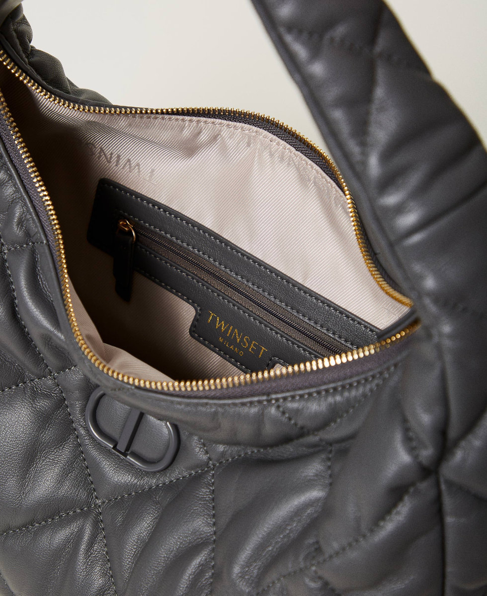 Gro&szlig;e Hobo-Stepptasche mit Wattierung Steingrau Frau 242TB7350_00158_04