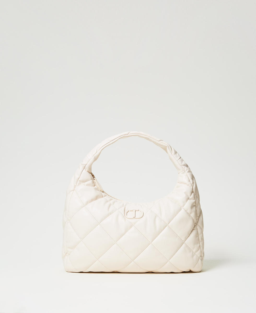 Large padded and quilted hobo bag Woman, White | TWINSET Milano