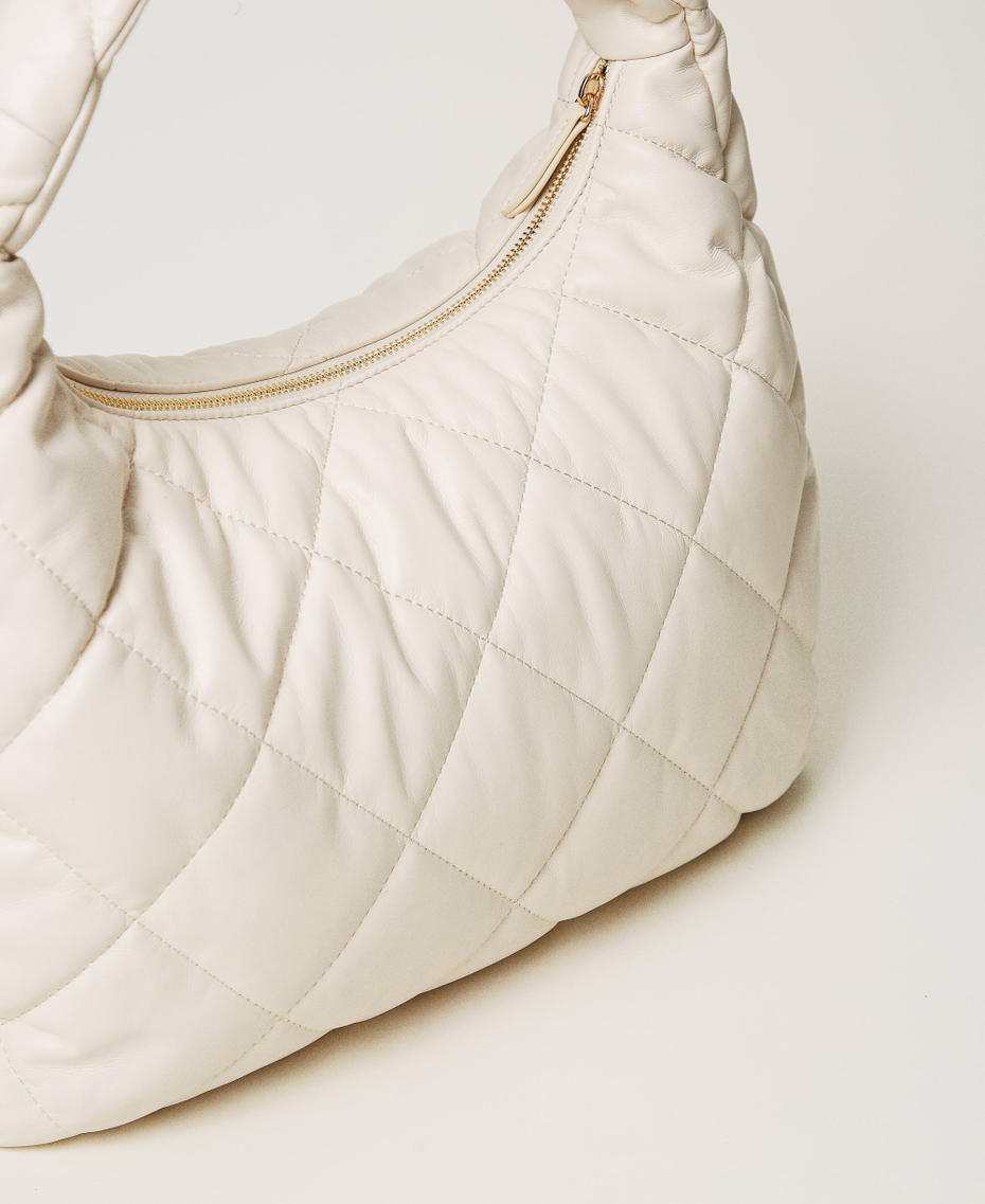 Large padded and quilted hobo bag Old White Woman 242TB7350_11748_03