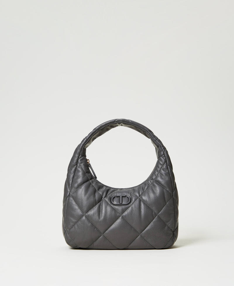 Medium padded and quilted hobo bag Grey Stone Woman 242TB7351_00158_01