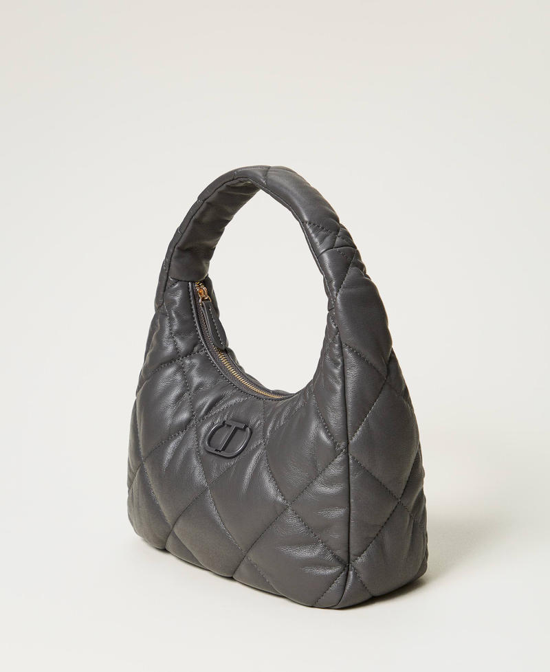 Medium padded and quilted hobo bag Grey Stone Woman 242TB7351_00158_02