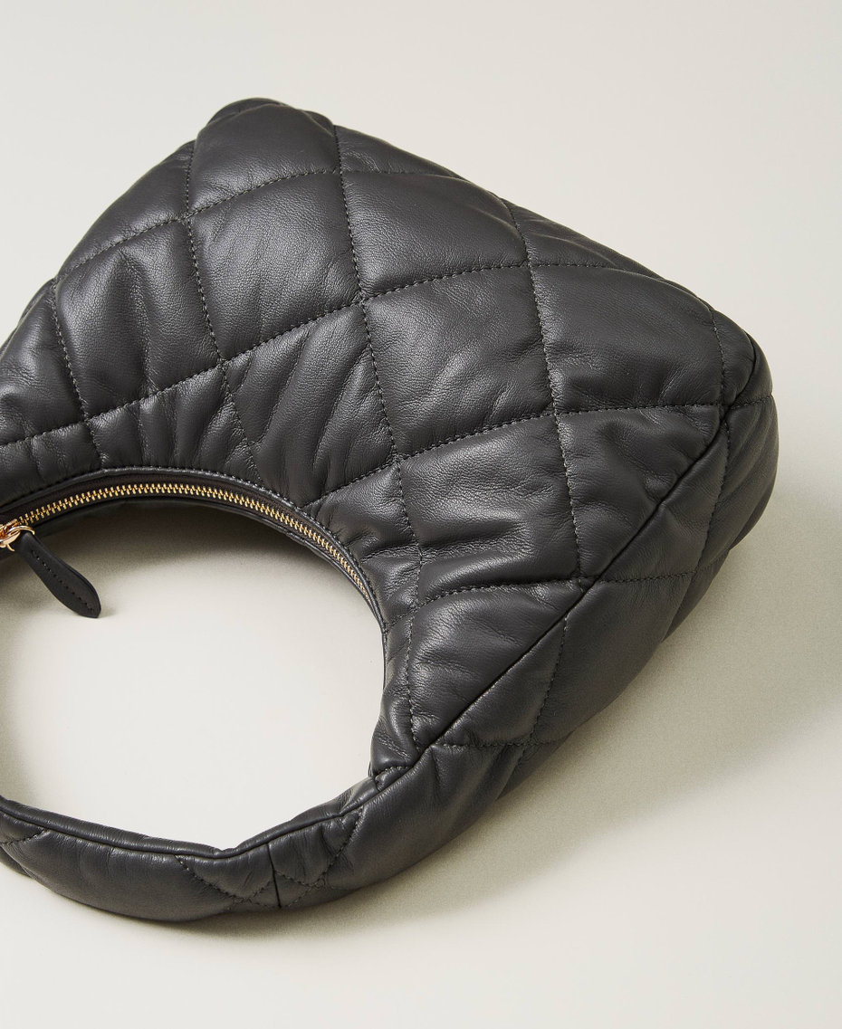 Mittelgroße Hobo-Stepptasche mit Wattierung Steingrau Frau 242TB7351_00158_03
