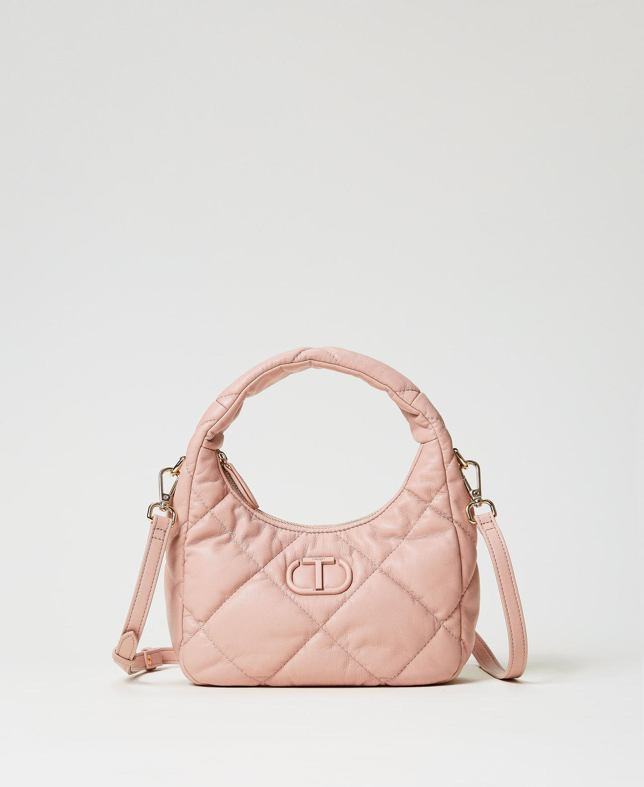 Small padded and quilted hobo bag Woman, Pink | TWINSET Milano
