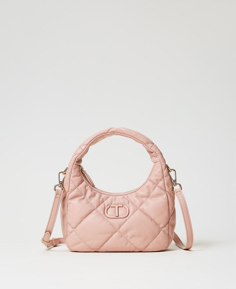 Small padded and quilted hobo bag Powder Pink Woman 242TB7352_00083_01