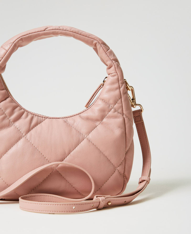 Small padded and quilted hobo bag Powder Pink Woman 242TB7352_00083_03