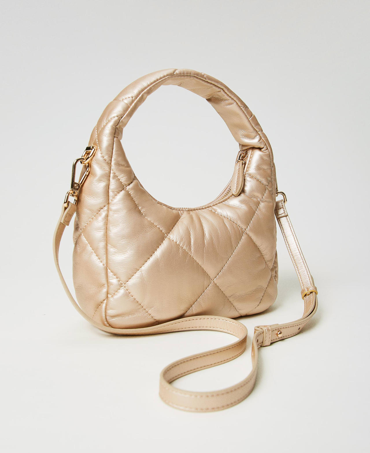 Small padded and quilted hobo bag Yellow Gold Woman 242TB7352_10366_03