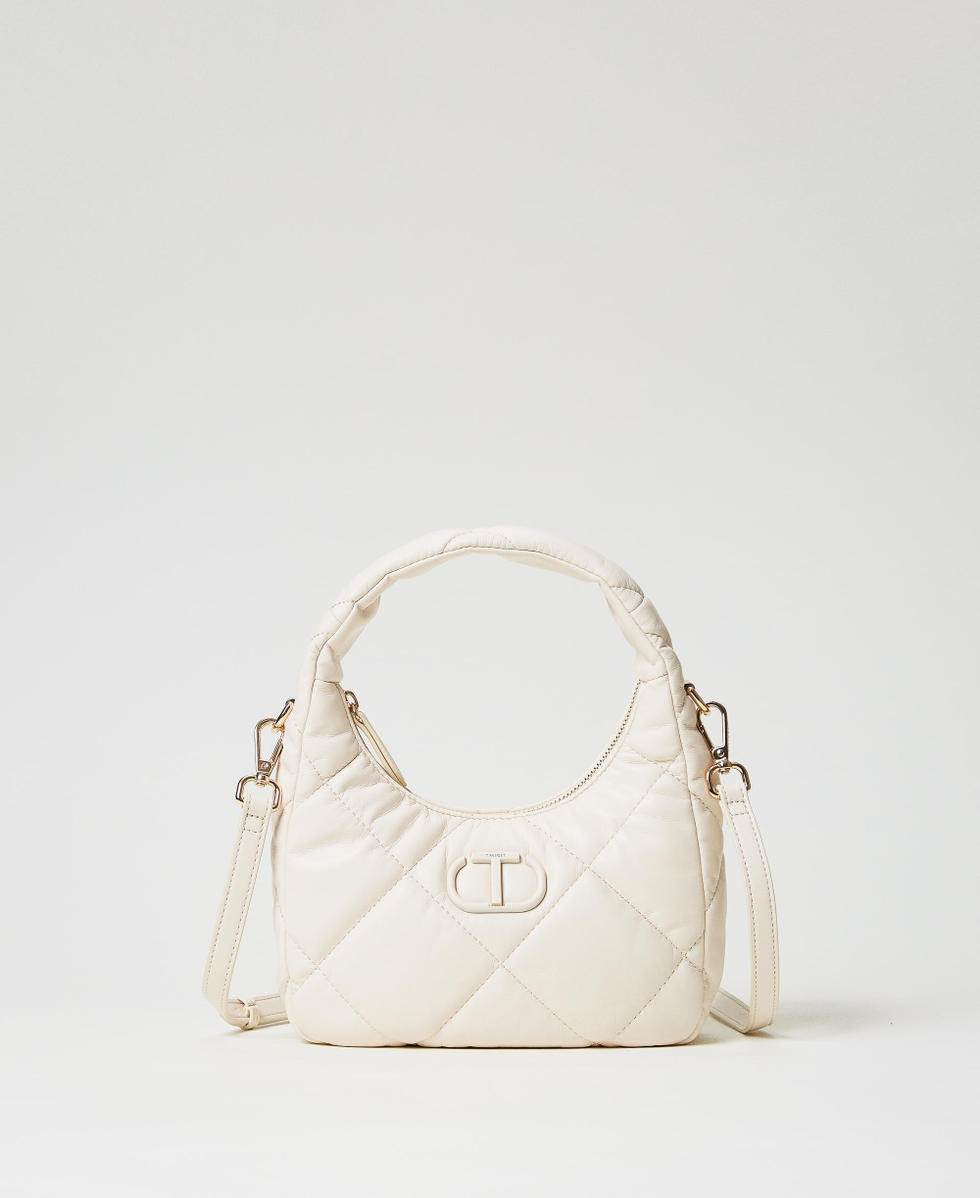 Small padded and quilted hobo bag Woman, White | TWINSET Milano